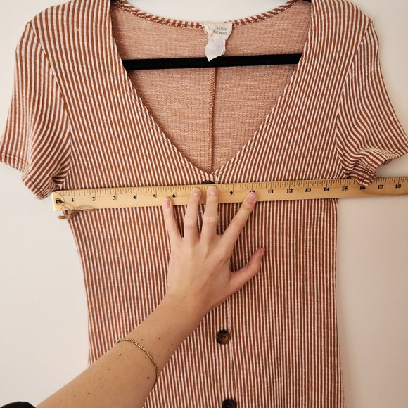 Anthropologie CAUTION TO THE WIND Brown Stripped Dress, Size M - Picture 4 of 5